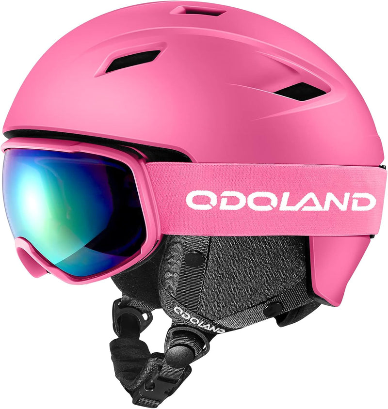 Odoland Skihelm und Skibrille Set Snowboardhelm mit Snowboardbrille für Damen und Herren Ski Goggles