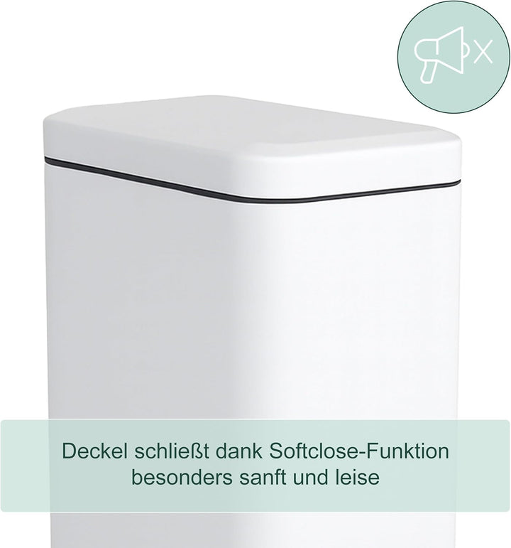 Relaxdays Mülleimer Bad, 5 Liter, Kosmetikeimer mit Soft-Close, Matte Optik, entnehmbarer Inneneimer