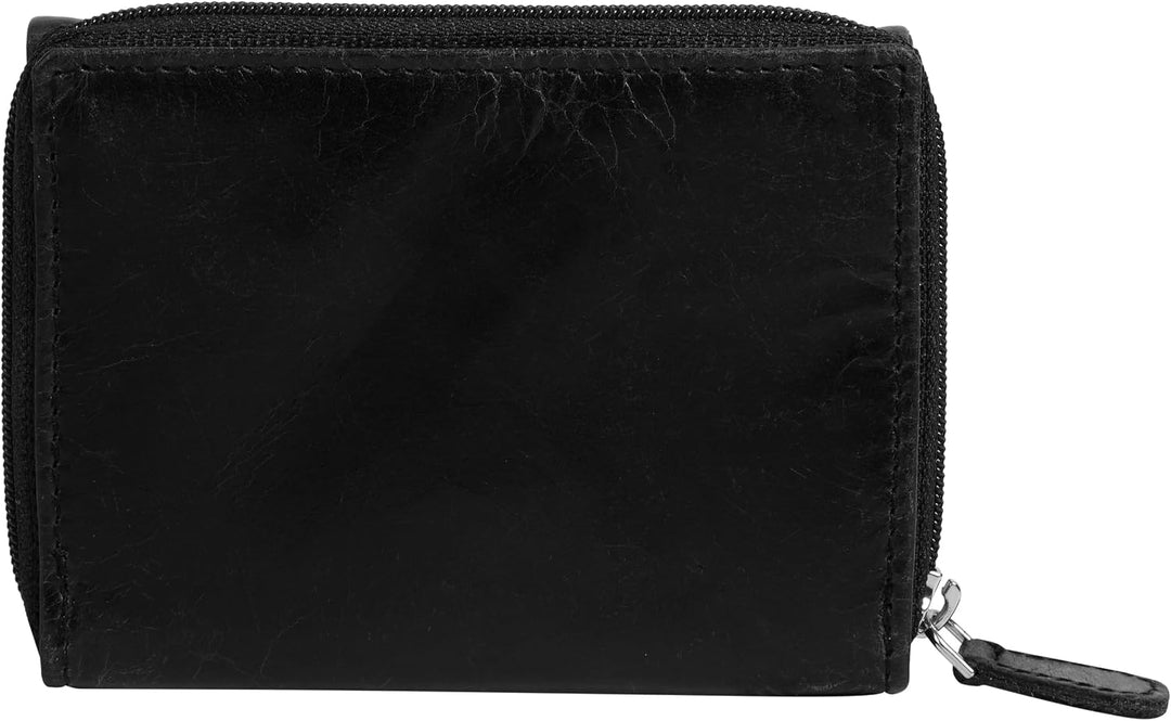 bruno banani Geldbörse echt Leder Damen Schwarz, Schwarz