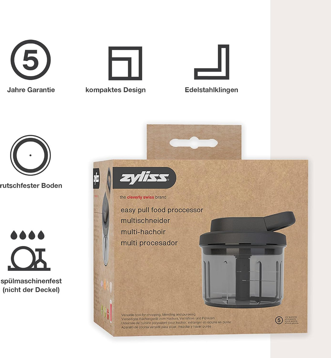 Zyliss Easy Pull Zwiebel­schneider Manuell, 800ml, Multizerkleinerer, Gemüse Zerkleinerer Manuell fü