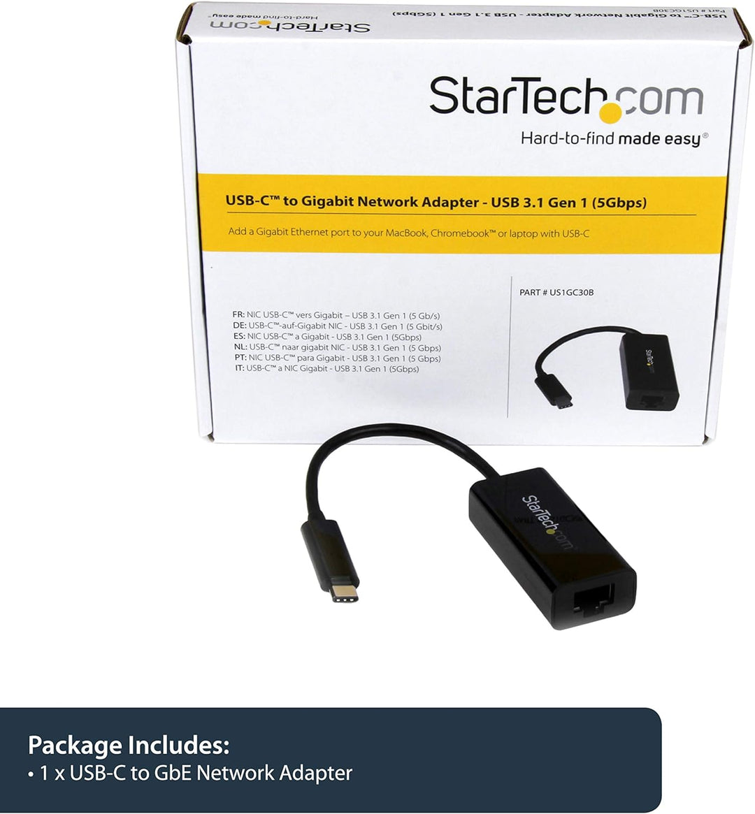 StarTech.com USB-C auf Gigabit Ethernet Adapter - Schwarz - Thunderbolt 3 kompatibel - Windows & Mac