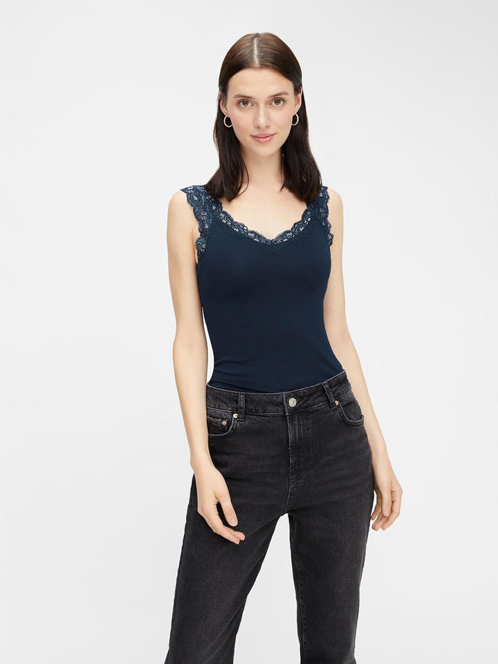 PIECES Damen Pcbarbera Lace Noos Bc Top XS 1x Port Royale, 1x Pageant Blue, 1x Dark Grey, XS 1x Port