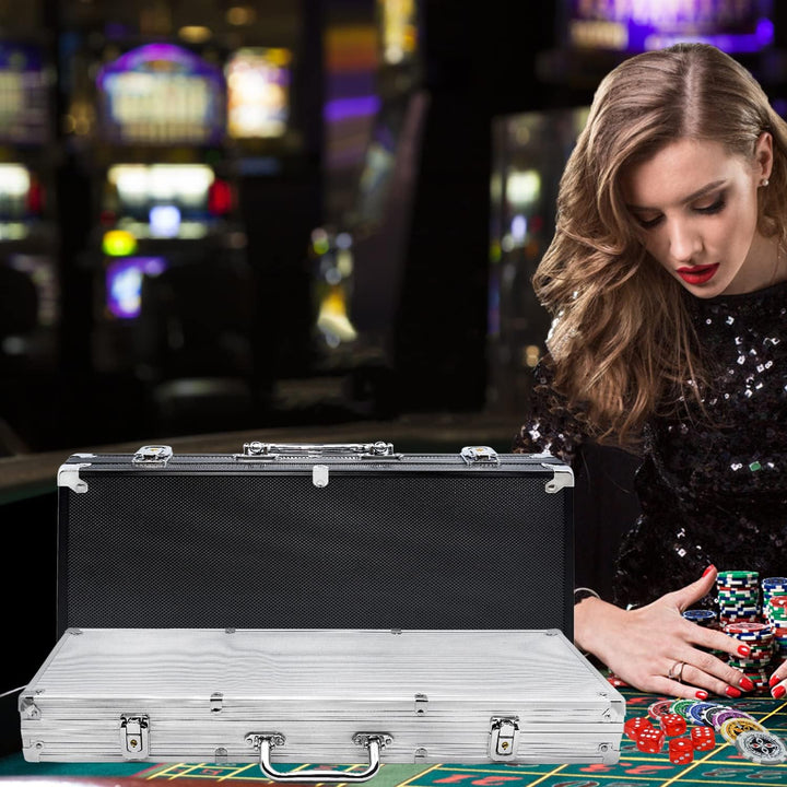 NAIZY Pokerkoffer 500 Chips Laser Pokerchips Set - Poker Set inkl. 2X Pokerdecks, 5X Würfel, Dealer/