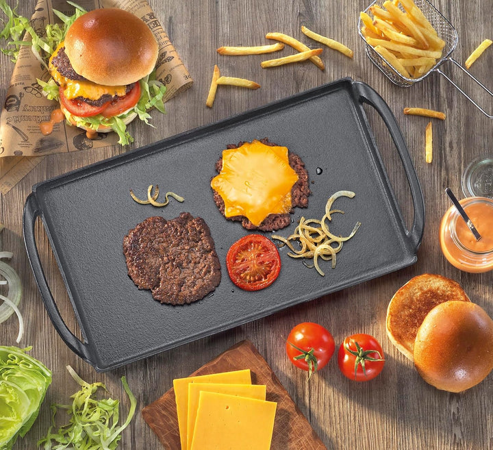 KÜCHENPROFI PROVENCE Plancha-Grillplatte, 38 cm, Schwarz, Gusseisen mit robuster Emaille, geeignet f