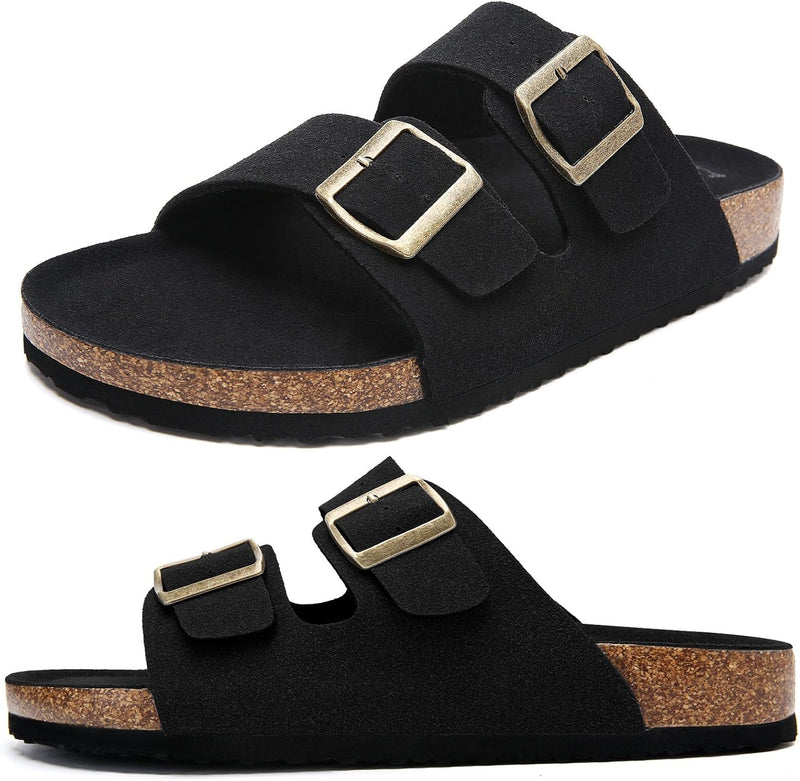 Torotto Herren Pantoletten Leder Unisex-Erwachsene Sandalen Hausschuhe Arbeitsschuhe Antistatik Bequ