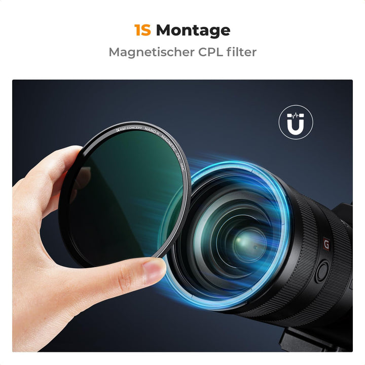 K&F Concept K-Serie 49mm Slim Zirkularer Polfilter Polarisationsfilter CPL Magnetischer Filter Cirku