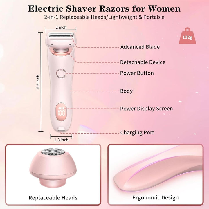 Boulina Rasierer Damen Glisse Pro Frühlings Starter Set, Bikini-Trimmer mit LED-Anzeige, wasserdicht