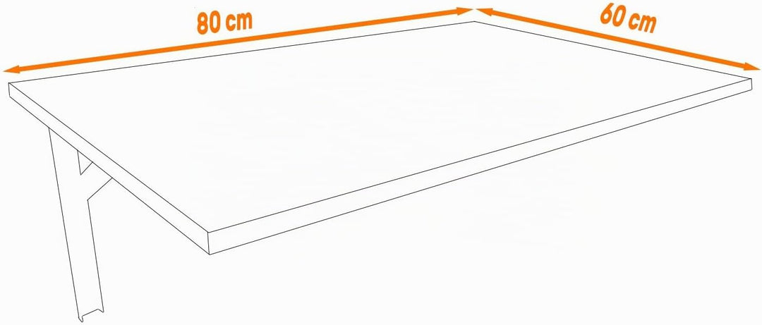 AKKE Klapptisch Wandklapptisch Esstisch - Klappbar Faltbar Platzsparend - Rechteckig - 80cm x 60cm -