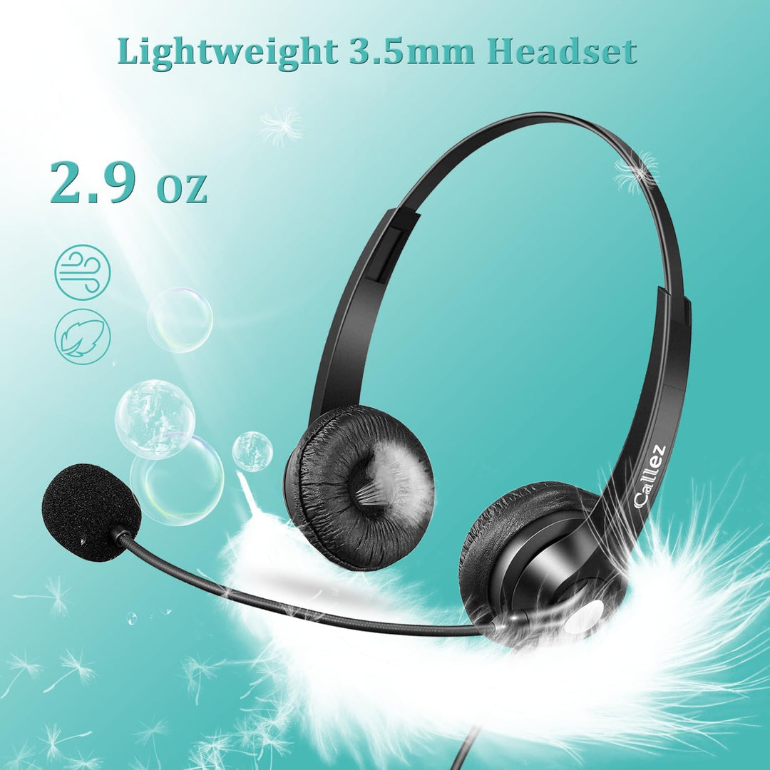 3,5mm Klinke Headset Handy mit Mikrofon Noise Cancelling & Lautstärkeregler, Kopfhörer PC für FritzF