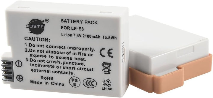 DSTE® Batterie Griff für Canon EOS 550D 600D SLR Digital Kamera als BG-E8 mit (2 packung) LP-E8