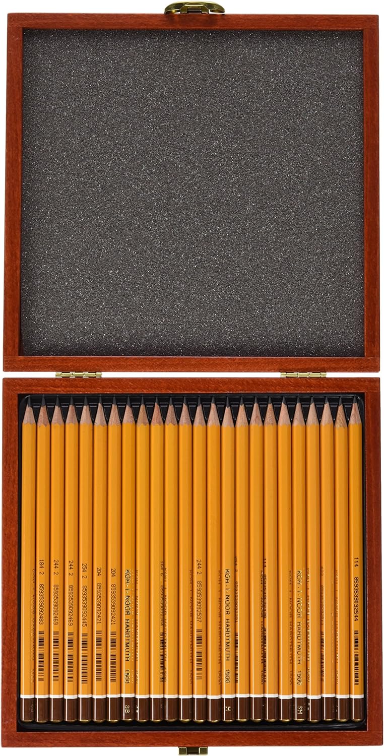 Koh-I-Noor Graphitstift 8B-10H im Holzetui, 24 Stück