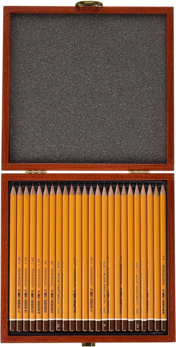 Koh-I-Noor Graphitstift 8B-10H im Holzetui, 24 Stück