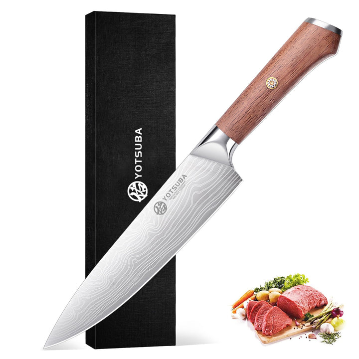 YOTSUBA Profi Küchenmesser, 20cm Klingenlänge, Scharfes Küchenmesser Kochmesser Fleischmesser mit Er