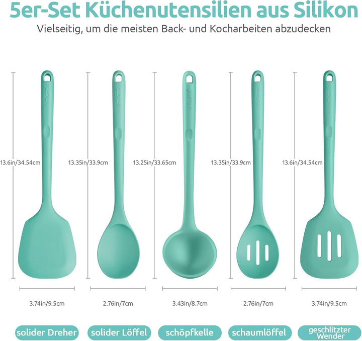 U-Taste Extra lange Küchenutensilien aus Silikon, 5 Stück, 230 °C hitzebeständig BPA-freier Kochuten