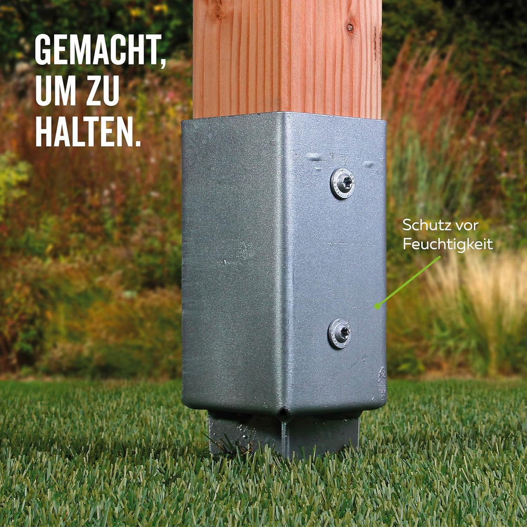Alberts 211271 Einschlag-Bodenhülse | für Vierkantholzpfosten | feuerverzinkt | 71 x 71 mm | Gesamtl