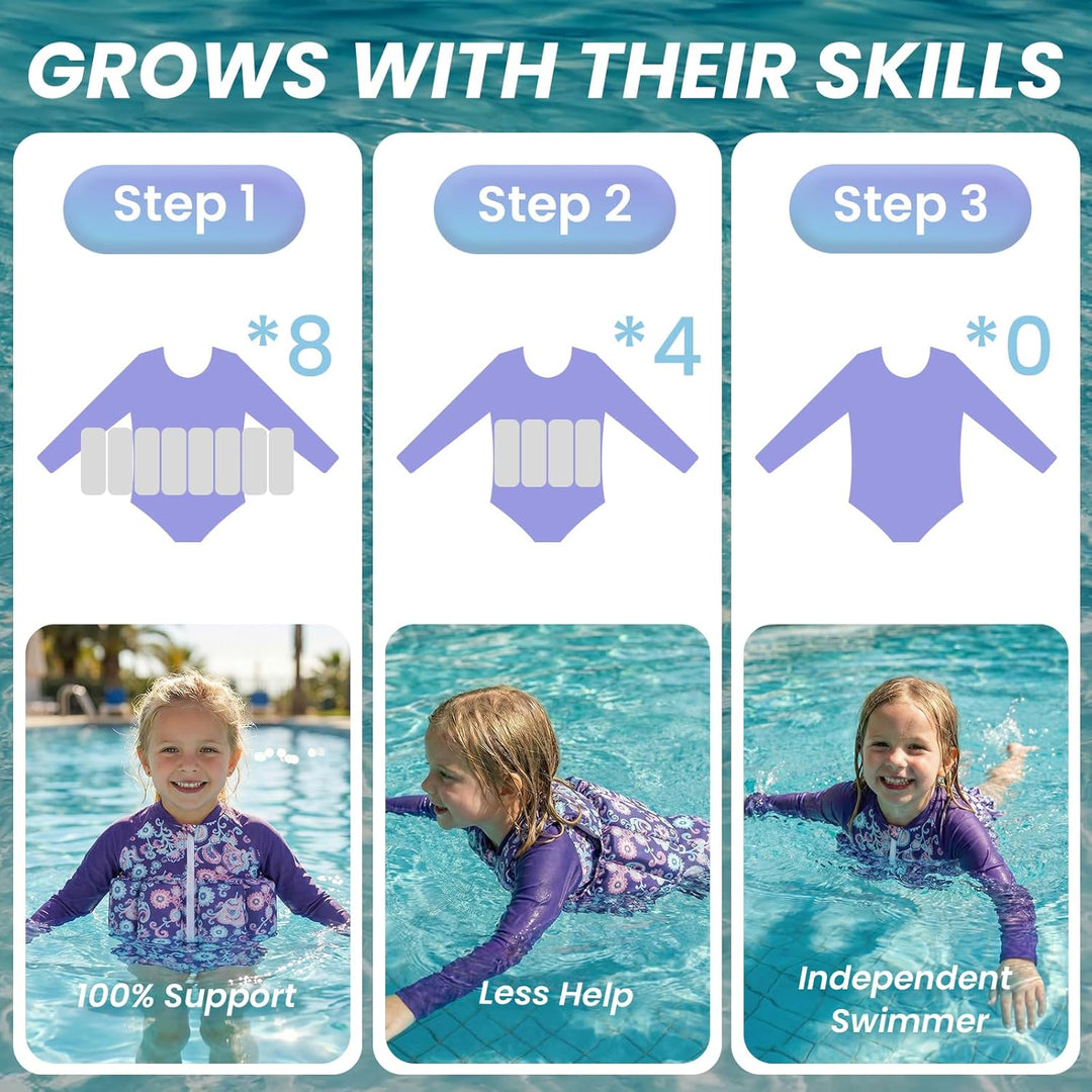 Badeanzug Baby Mädchen mit Floatation Kleinkind Schwimmtraining Hilfe Schwimmende Badeanzug Langarm