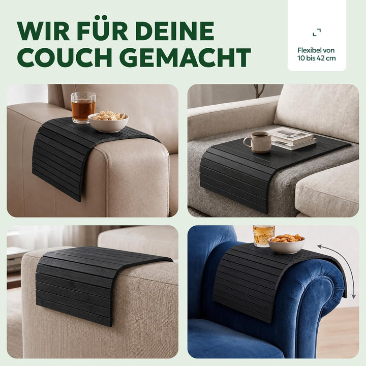 BAM BOO BOX Sofatablett aus Bambus - Couch Tablett flexibel - Sofatablett Armlehne - Sofa Tablett Ho