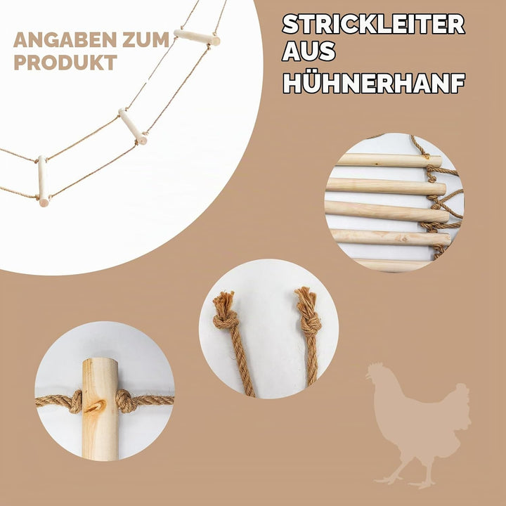 Dnoifne Extra Langer Hühnersitzstange aus Naturholz – Schaukel &amp; Ruheplatz für Hühner, grosse Vögel