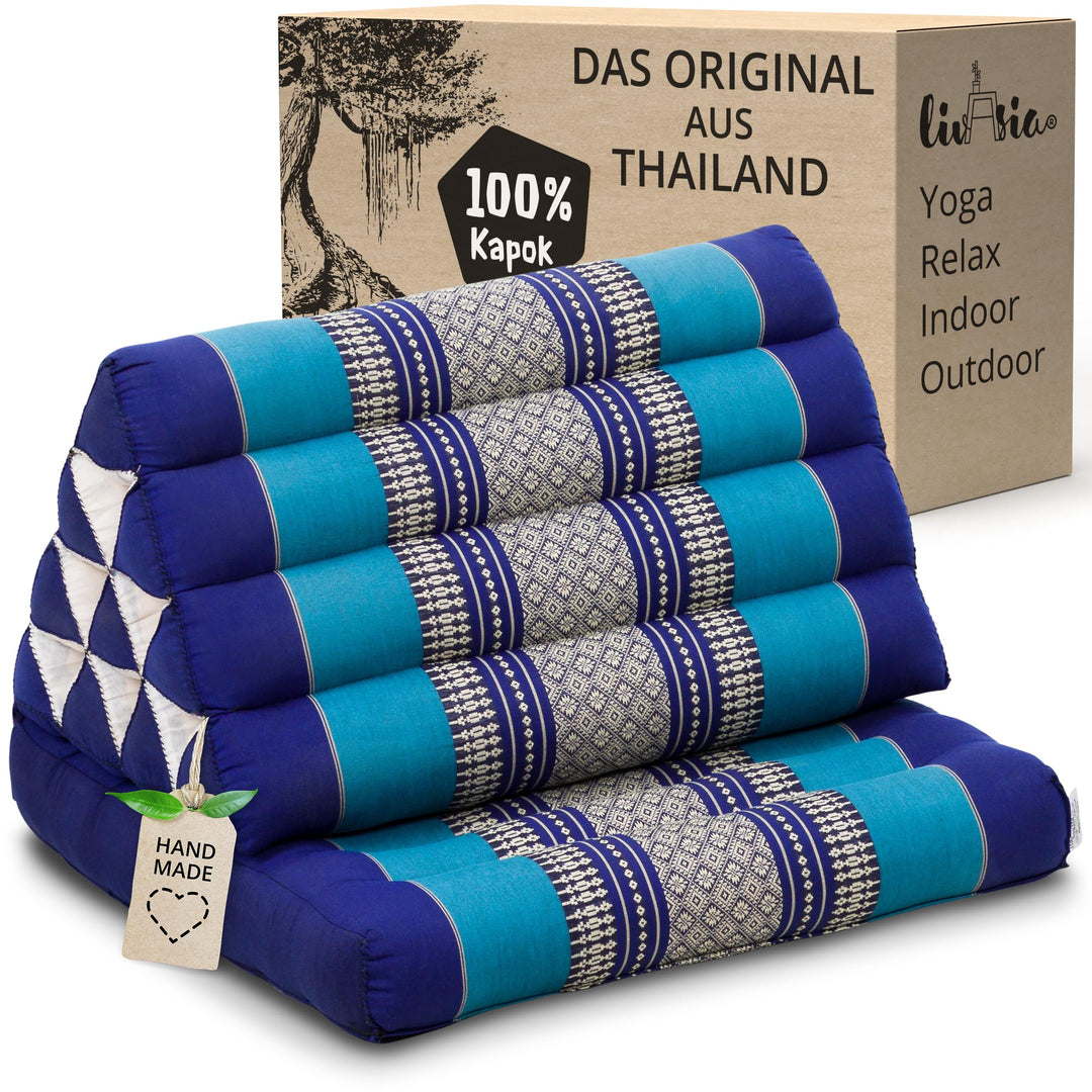 livasia Thaikissen mit 1 Auflage, Dreieckskissen mit Sitzkissen, Keilkissen mit Kapok, Rückenkissen