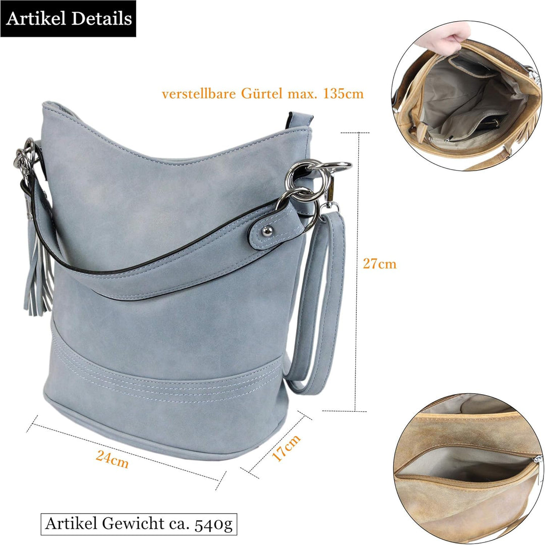irisaa Damen Handtasche, Hobo Schultertasche, Shopper Multifunktional mit abnehmbarem Schulterriemen