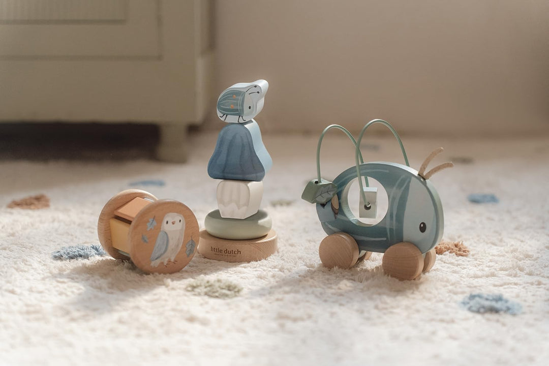 Little Dutch Geschenkset Holz-Spielzeug 3-teilig für Baby Kleinkind Junge blau - Forest Friends