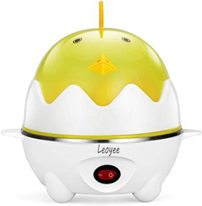 Leoyee Eierkocher Egg Cooker für 1-7 Eier mit Indikationsleuchte Abschaltautomatik (Gelb)