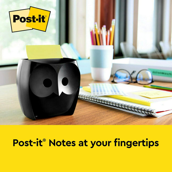 Post-it OWL-330-BK Eulen-Notizspender, inklusive 1 Block Post-it 7,6 x 7,6 cm, super klebriger Spend