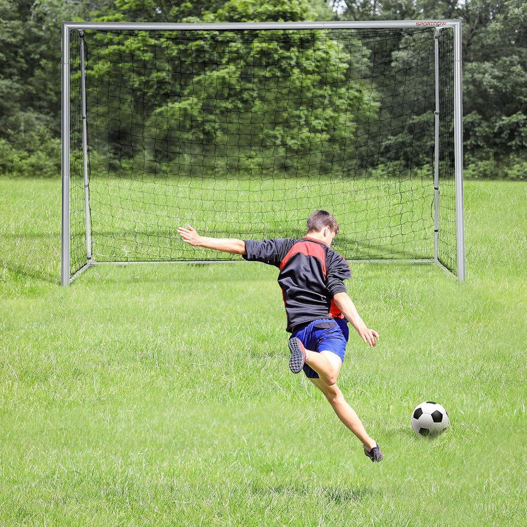 SPORTNOW Fussballtor mit PE-Netzgewebe, Fussball-Tor für Kinder und Erwachsene, Stahl, PE, für Garte