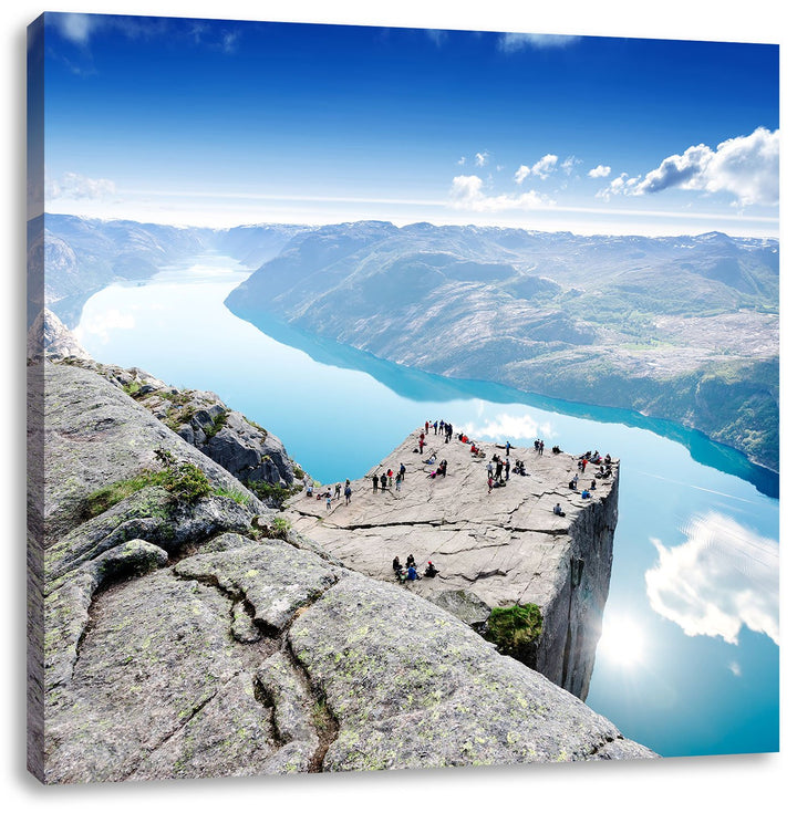 Pixxprint Preikestolen Lysefjord Norwegen als Leinwandbild/Grösse: 70x70 cm/Wandbild/Kunstdruck/fert