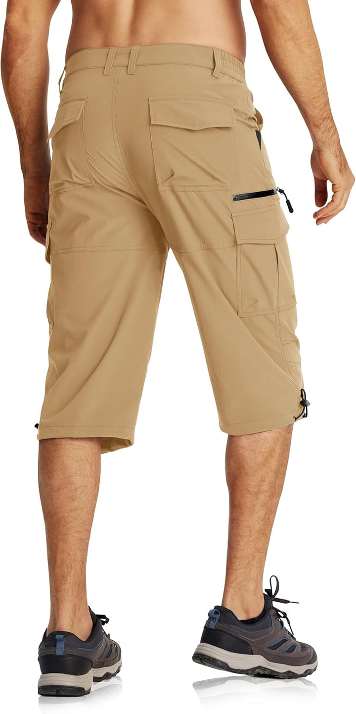 MAGCOMSEN Herren 3/4 Hose Schnelltrocknend Outdoor Shorts mit 7 Taschen Leicht Sommer Caprihose Atmu