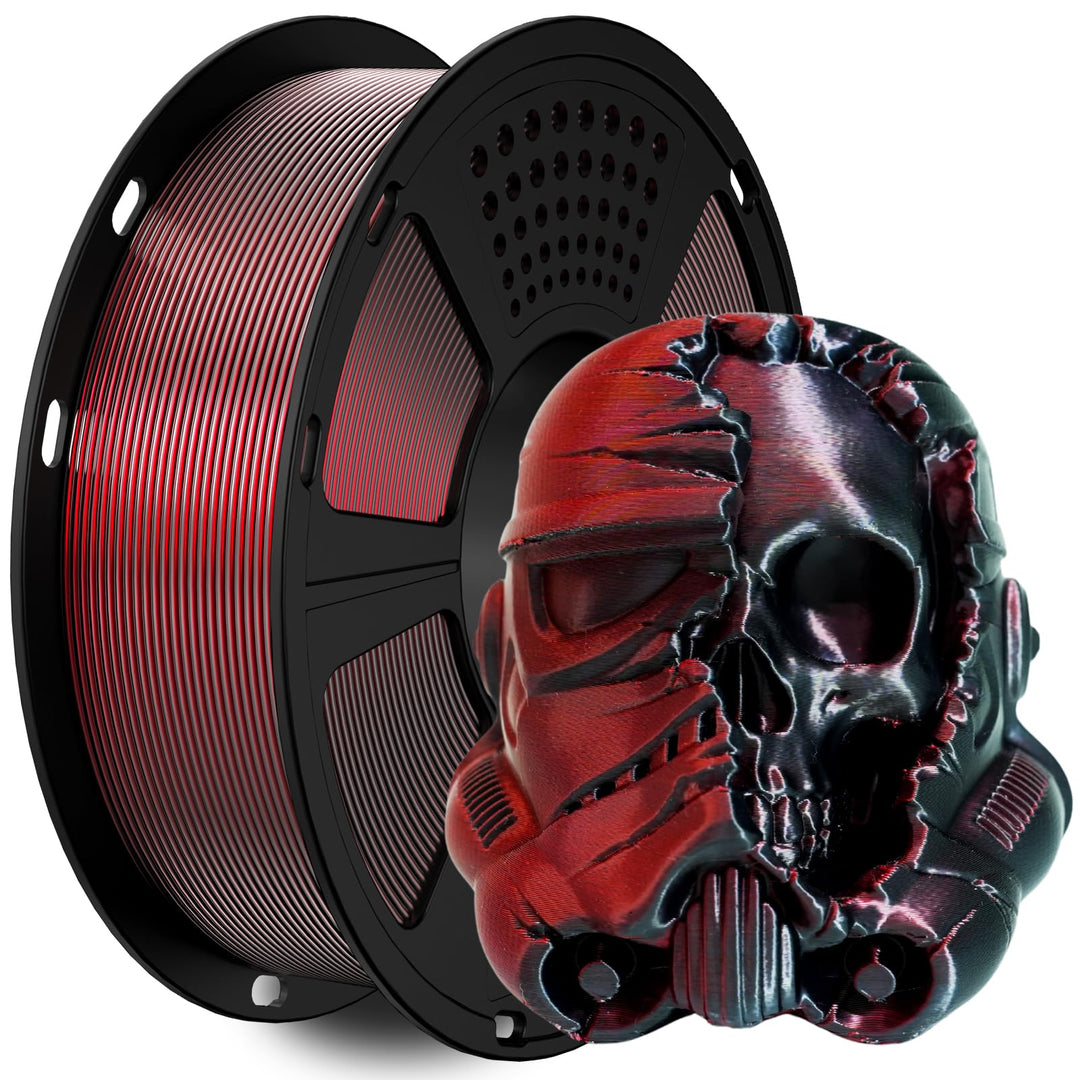 GIANTARM Dual Silk PLA Filament 1.75 mm, 3D Drucker PLA Silk Filament 1 kg/Spule, zweifarbig Rot+Sch