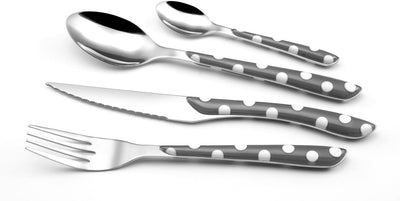 Amefa 2234AAMBA1B60 ECLAT Besteckset, gepunktet, 16-teilig, ABS Edelstahl, rostfrei, grau, Ménagère