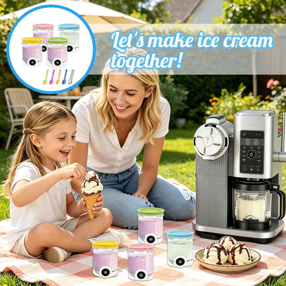 4 Stück Creami Behälter für Ninja Creami Swirl, 500ML Ersatzbecher für Ninja Swirl Creami NC700 &amp; NC