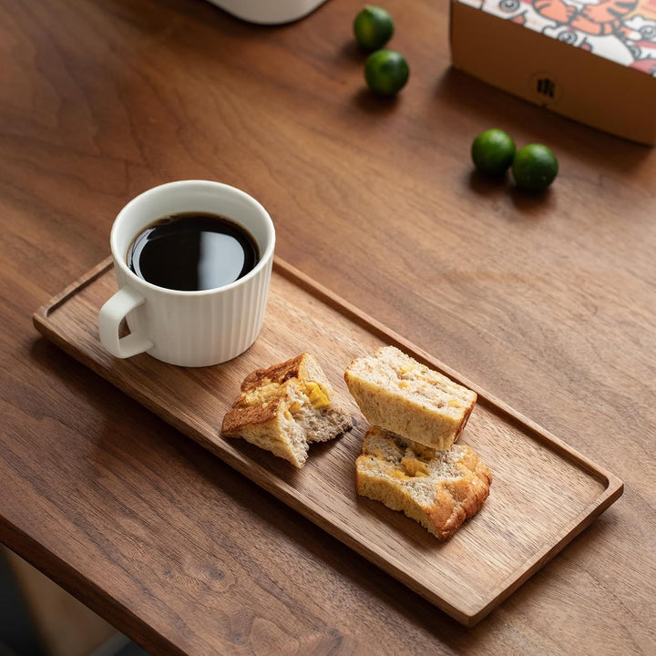 Kleines Tablett Holz Serviertablett, Rechteckig Akazien Holz Mini Tablett Servierteller für Küchen-S