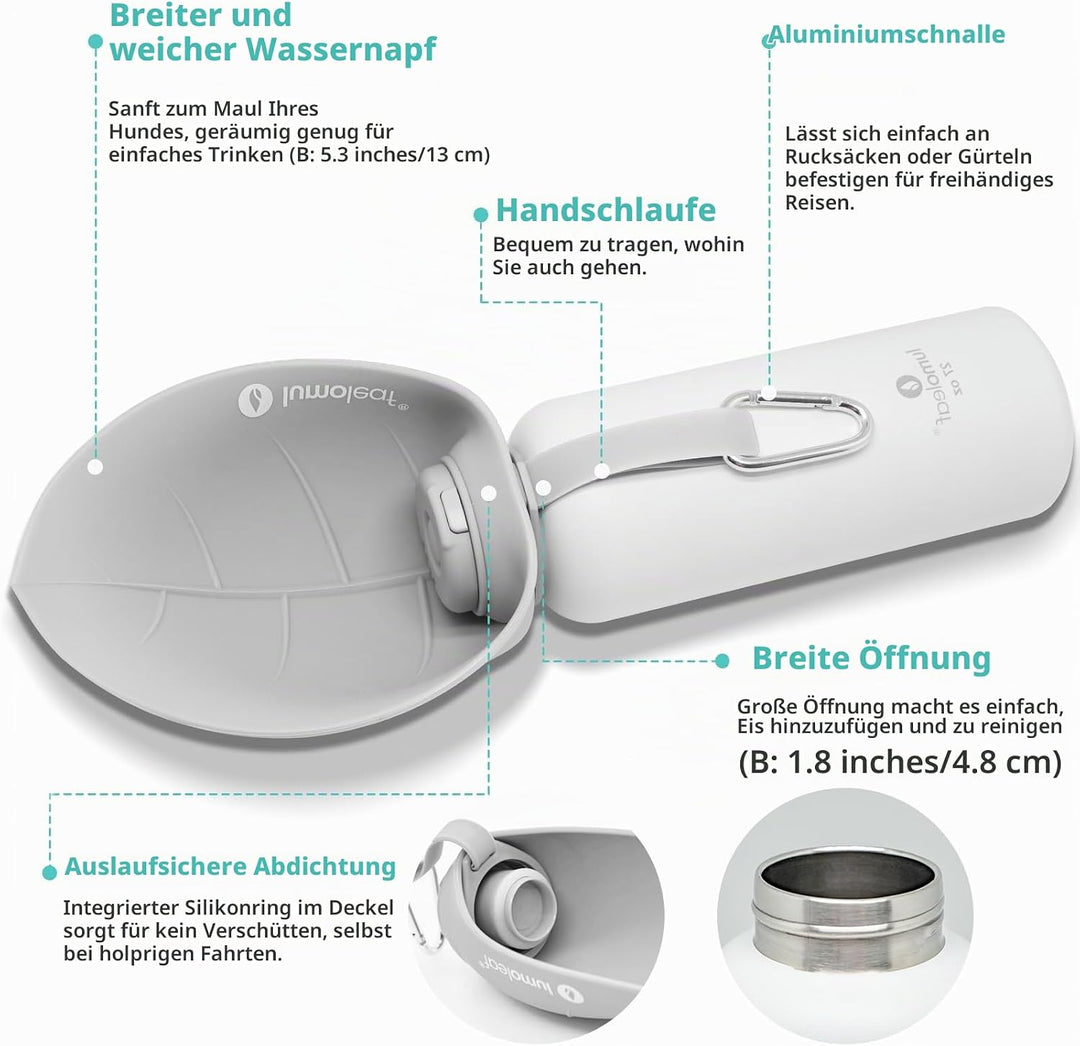 LumoLeaf Isolierte Edelstahl-Wasserflasche für Hunde, 800 ml – Hält Wasser stundenlang kühl oder war
