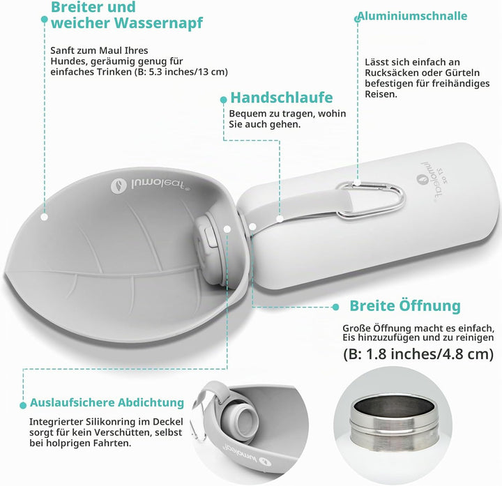 LumoLeaf Isolierte Edelstahl-Wasserflasche für Hunde, 800 ml – Hält Wasser stundenlang kühl oder war