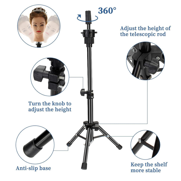 Puppenkopfständer Friseur Perückenständer Übungskopfhalter Übungskopfständer Übungskopf Stativ Train