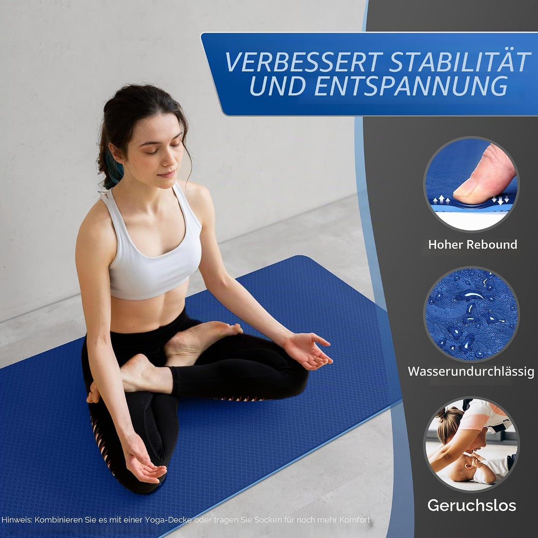 CAMBIVO Yoga Matte 183cm x 61cm, 8mm Dicke Pilates Matte Gymnastikmatte Rutschfest &amp; Gepolstert,Yoga
