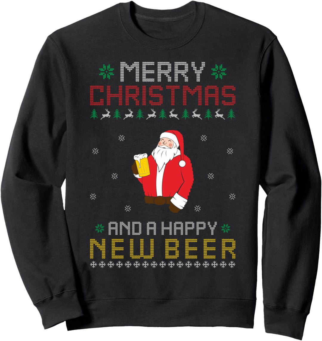 Merry Christmas And A Happy New Beer Ugly Christmas Sweater Sweatshirt