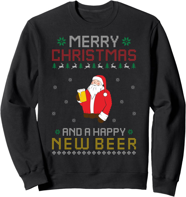 Merry Christmas And A Happy New Beer Ugly Christmas Sweater Sweatshirt