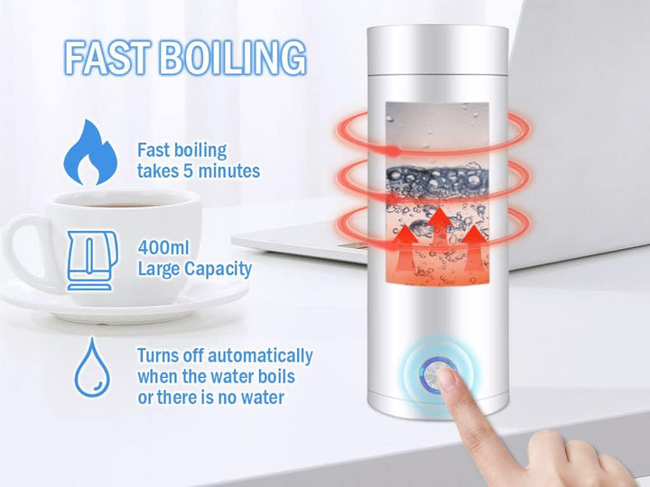 Tragbarer Elektrischer Wasserkocher, 400ml Reise Wasserkocher, Schneller Wasserkocher mit Trennbares
