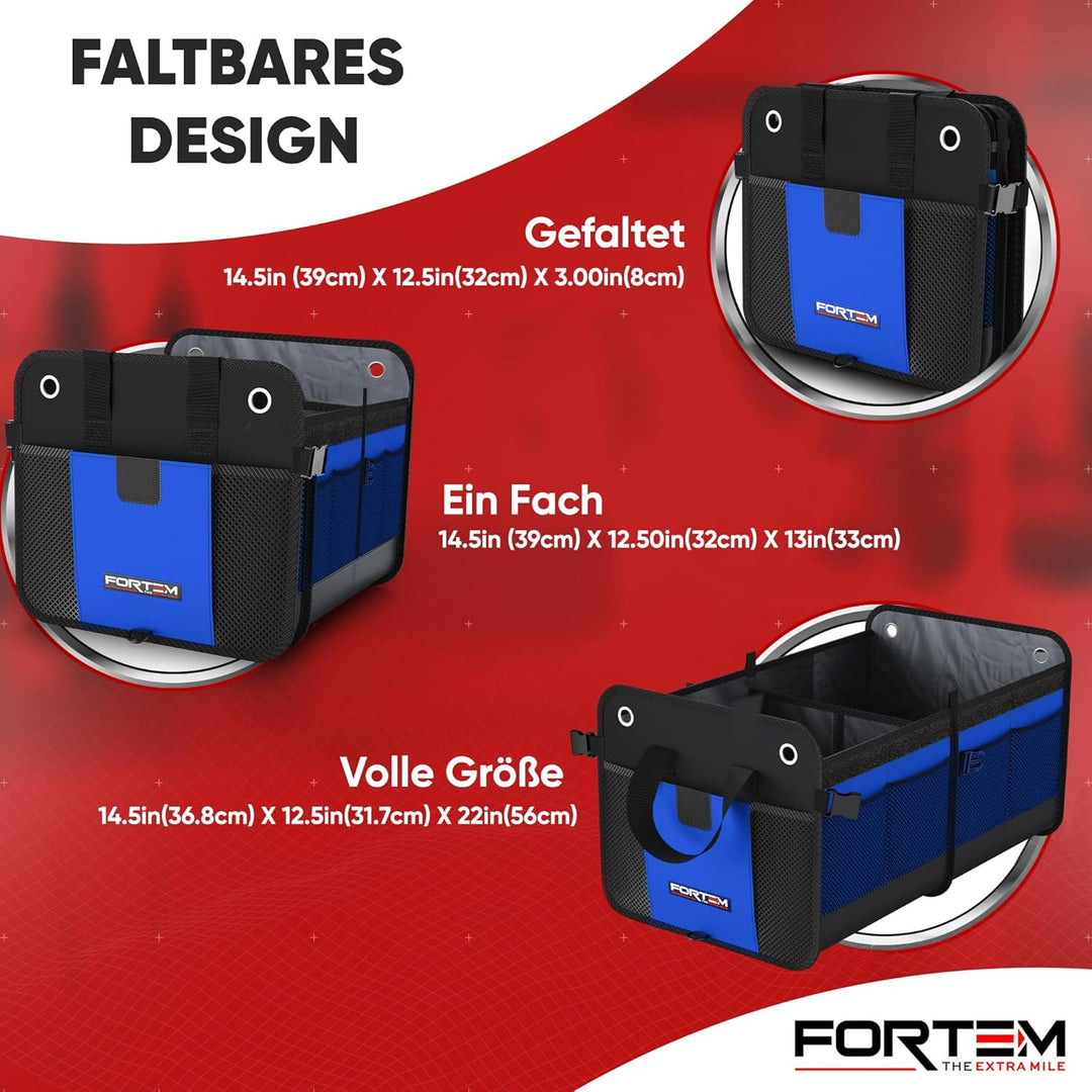 FORTEM Kofferraum Organizer, Kofferraumtasche, Zusammenklappbarer Auto Organizer Kofferraum mit Fäch