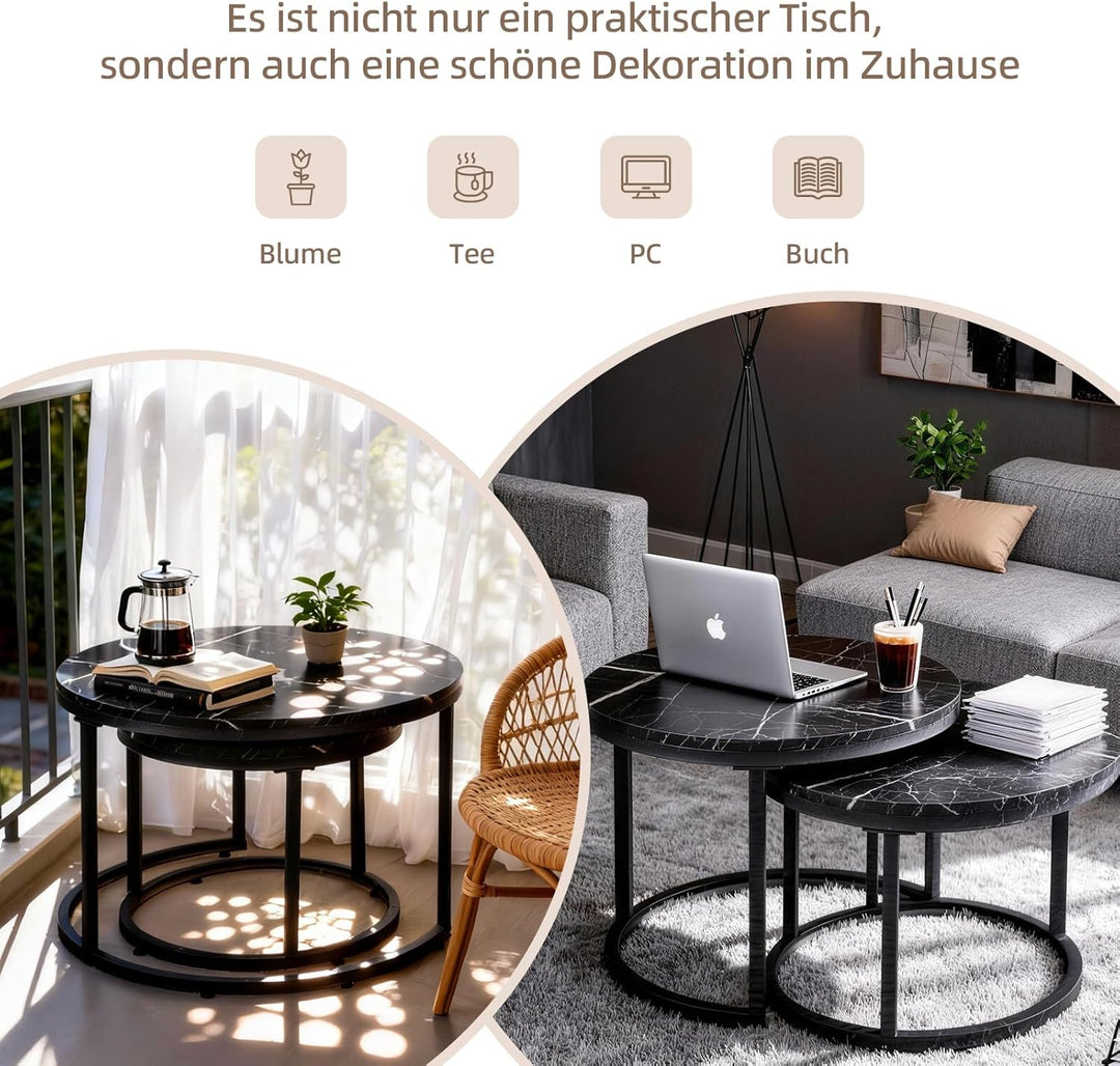 Couchtisch 2er Set, Beistelltisch, Wohnzimmertisch, Couchtisch Höhenverstellbar, für das Wohnzimmer,