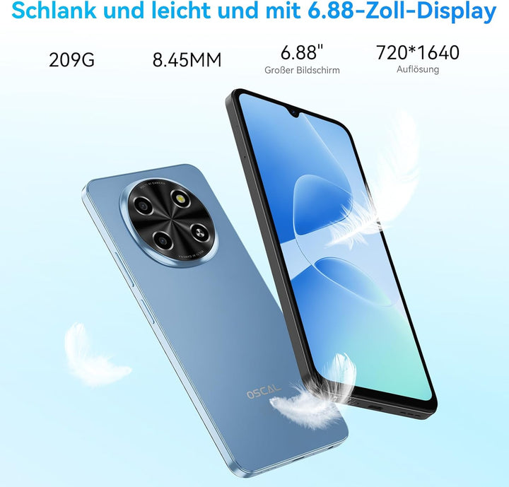 OSCAL Tiger 8 24GB+128GB/2TB TF 5G Smartphone, 6,88 Zoll 120Hz Augenschutz-Display, Android 15 Smart