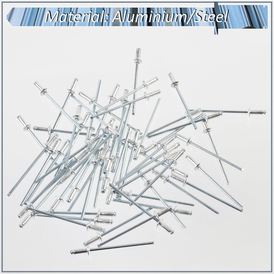 AERZETIX - C48088 - Satz von 100 Blindnieten standard blindniet Ø2.4x6mm aluminium stahl - DIN 7337