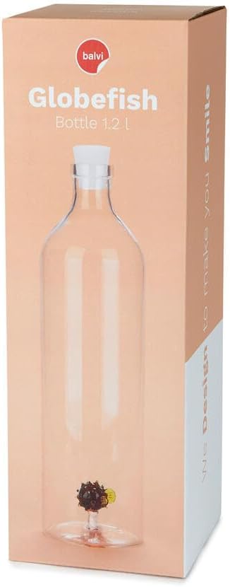 balvi Flasche Atlantis Globefish Glasflasche mit Stöpsel in Form eines Kugelfisches Borosilikatglas