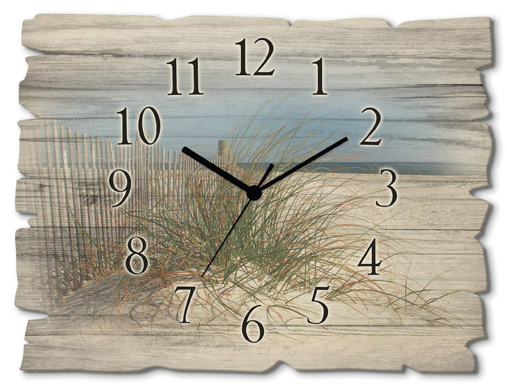 ARTLAND Wanddeko Wanduhr ohne Tickgeräusche aus Holz Quarzuhr 40x30 cm Rechteckig Lautlos Strand Mee