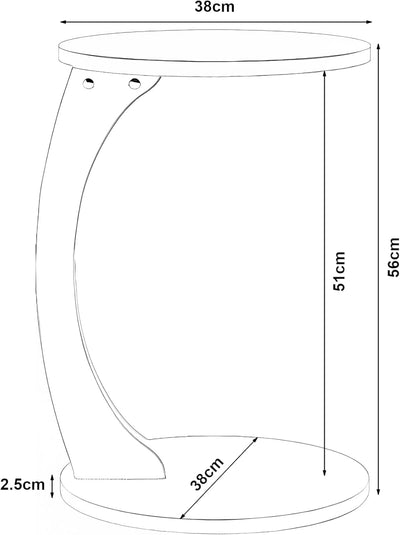 [en.casa] Beistelltisch Holeby Betttisch auf Rollen Laptoptisch Grau Wohnzimmertisch C-Form Rolltisc