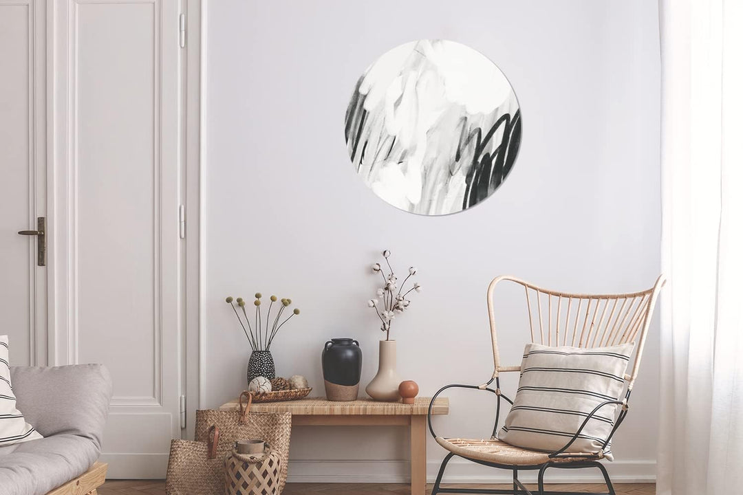 Wandbild Rund Wanddeko Deko Wohnzimmer Bilder 60x60 cm Kunst - Abstrakt - Grau, 60x60 cm