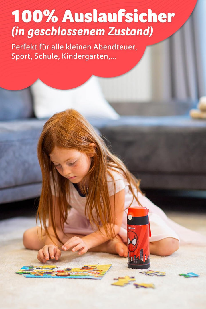 JARLSON® Trinkflasche Kinder "CHARLI" - TÜV geprüft - Thermo Edelstahl Wasserflasche 350ml - BPA fre